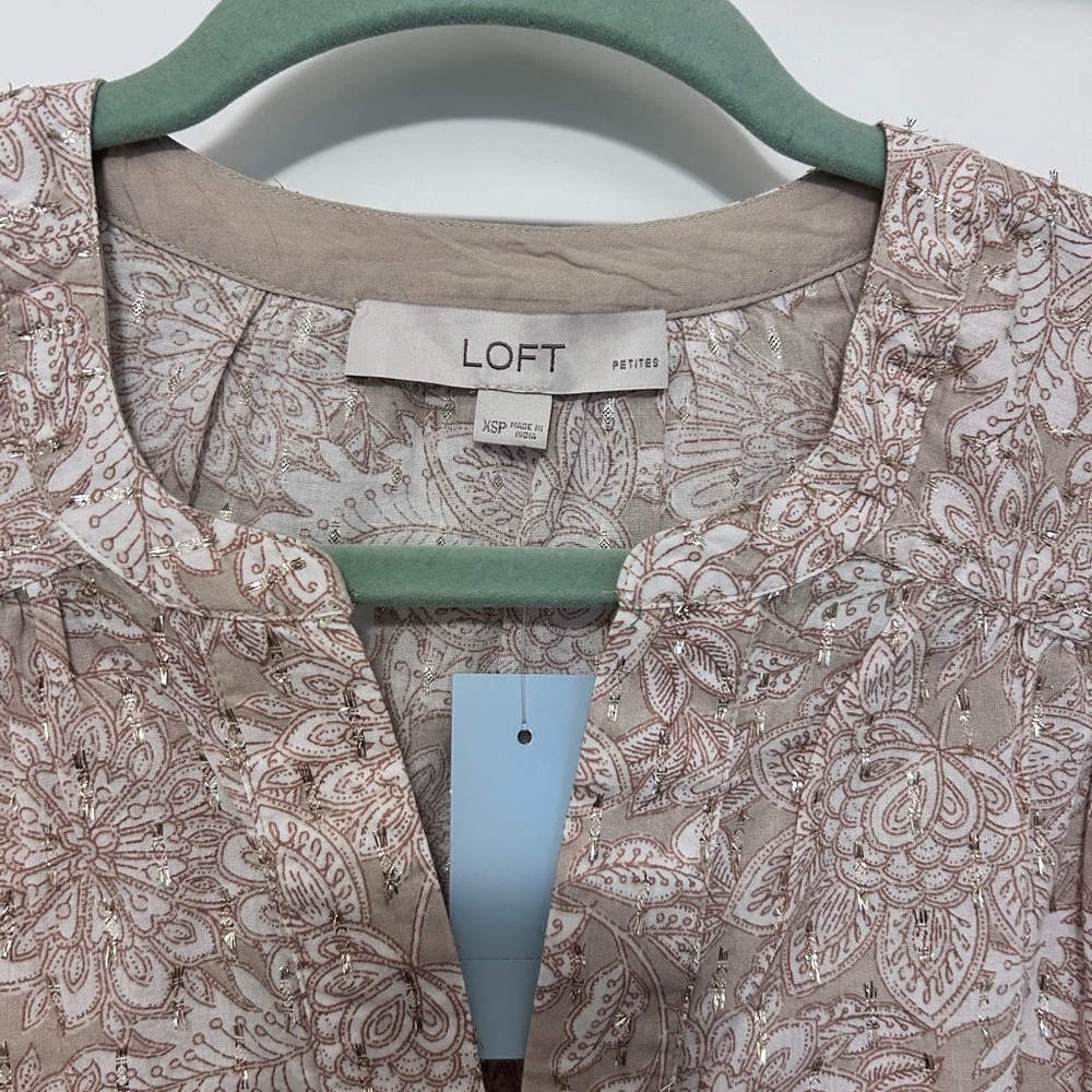 LOFT Women's Beige Floral Blouse - Picture 2 of 5